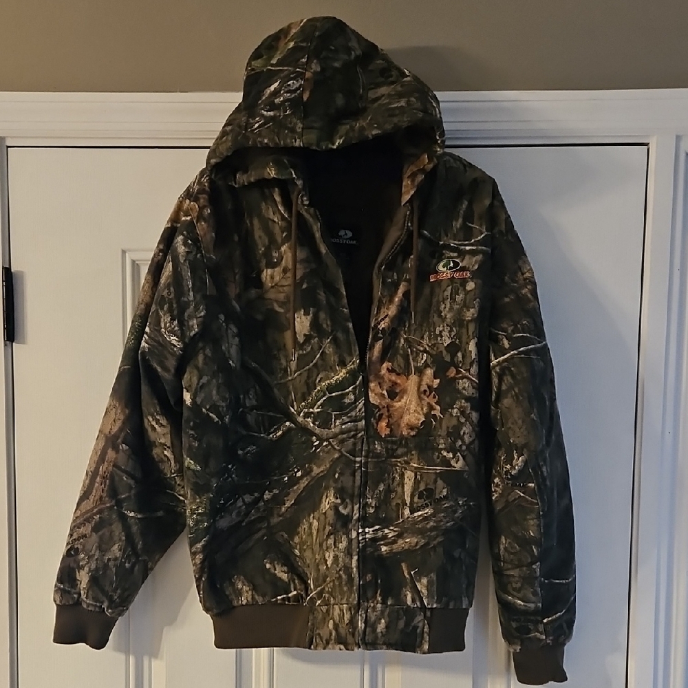 Mossy Oak Green and Brown Military Field Jacket with Insulated Hood